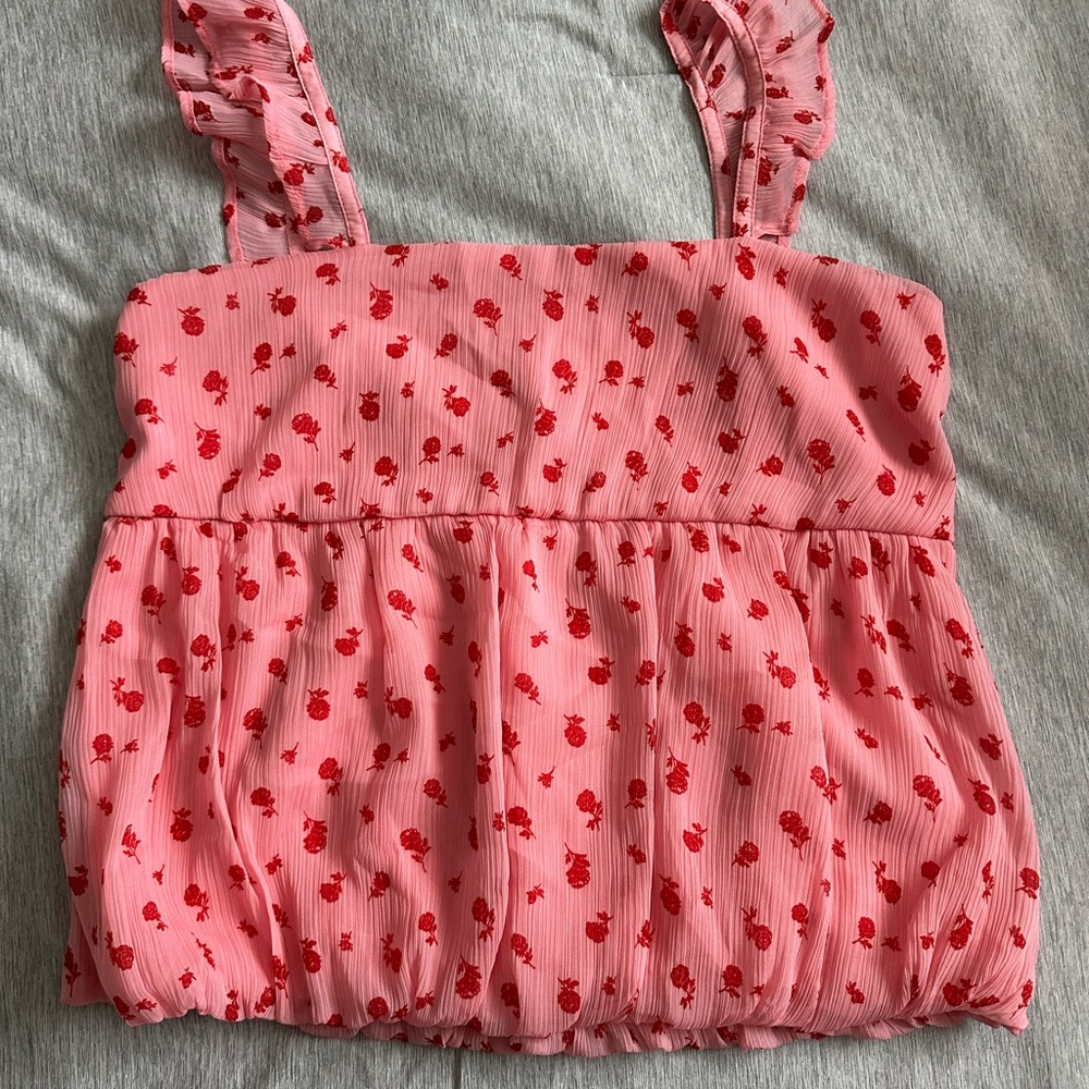 Abercrombie Kids Pink Camisole with Red Floral Pattern